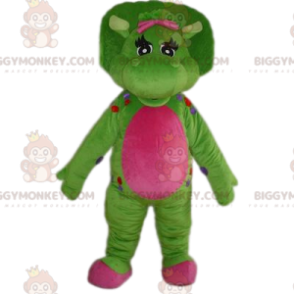 Sehr süßes BIGGYMONKEY™-Maskottchen-Kostüm in Grün und Fuchsia