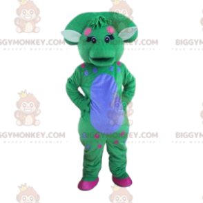 Pastellgrön och blå dinosaurie BIGGYMONKEY™ maskotdräkt med