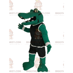 Krokodil BIGGYMONKEY™ mascottekostuum met zwarte sportkleding -
