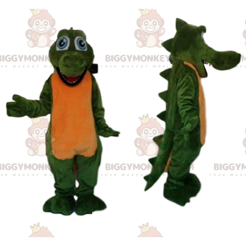 BIGGYMONKEY™ Mascot Costume Hilarious Green Crocodile With Big