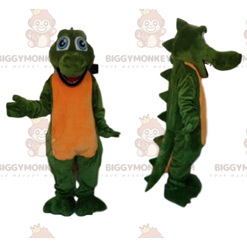 Costume de mascotte BIGGYMONKEY™ de crocodile vert hilarant