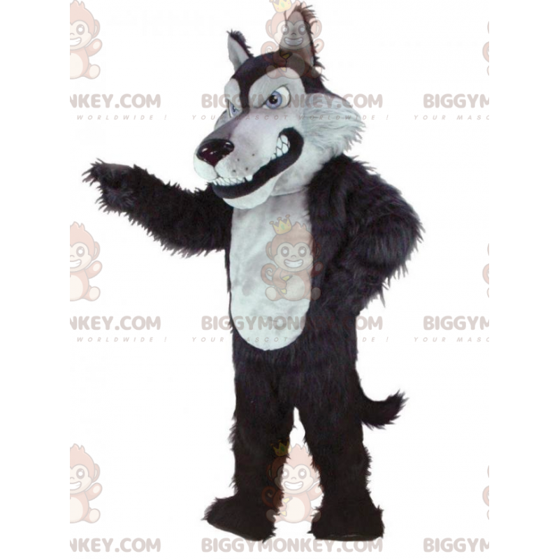 Tutto il costume mascotte BIGGYMONKEY™ lupo bianco e nero