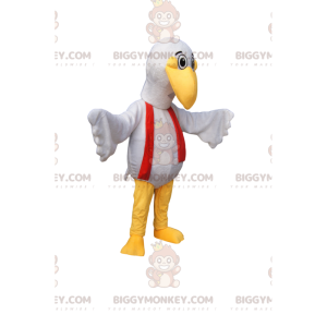 Costume de mascotte BIGGYMONKEY™ d'oiseau blanc avec un drôle