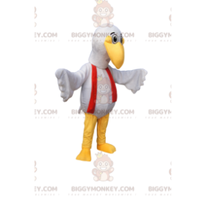 Kostým maskota BIGGYMONKEY™ Bílý pták s legračním zobákem a
