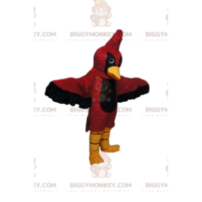 Costume de mascotte BIGGYMONKEY™ d'aigle rouge et noir avec une