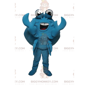 Zeer vrolijk BIGGYMONKEY™-mascottekostuum met blauwe krab. krab
