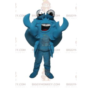 Traje de mascote BIGGYMONKEY™ muito alegre do caranguejo azul.