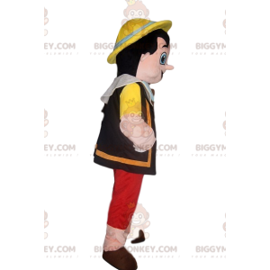 Στολή μασκότ Happy Pinocchio BIGGYMONKEY™ με κίτρινο καπέλο -