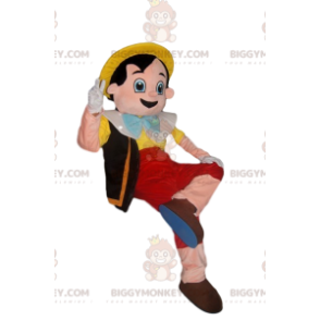 Costume de mascotte BIGGYMONKEY™ de Pinocchio joyeux avec un