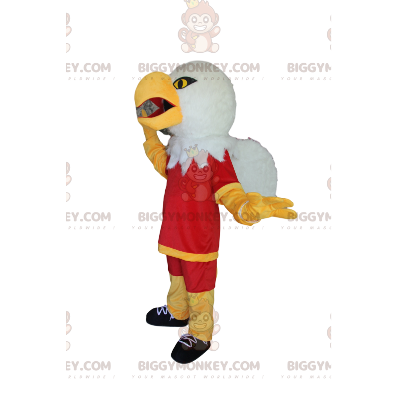 Steenarend BIGGYMONKEY™ mascottekostuum met rode sportkleding -