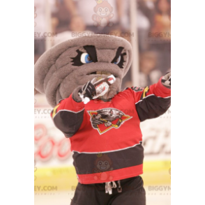 Gray Swirl BIGGYMONKEY™ Mascot Costume In Colorful Sportswear -