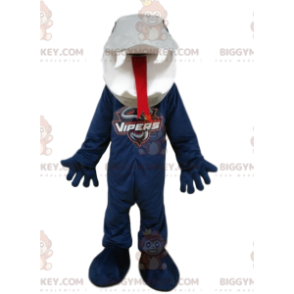 Costume da mascotte BIGGYMONKEY™ serpente grigio e blu. Costume