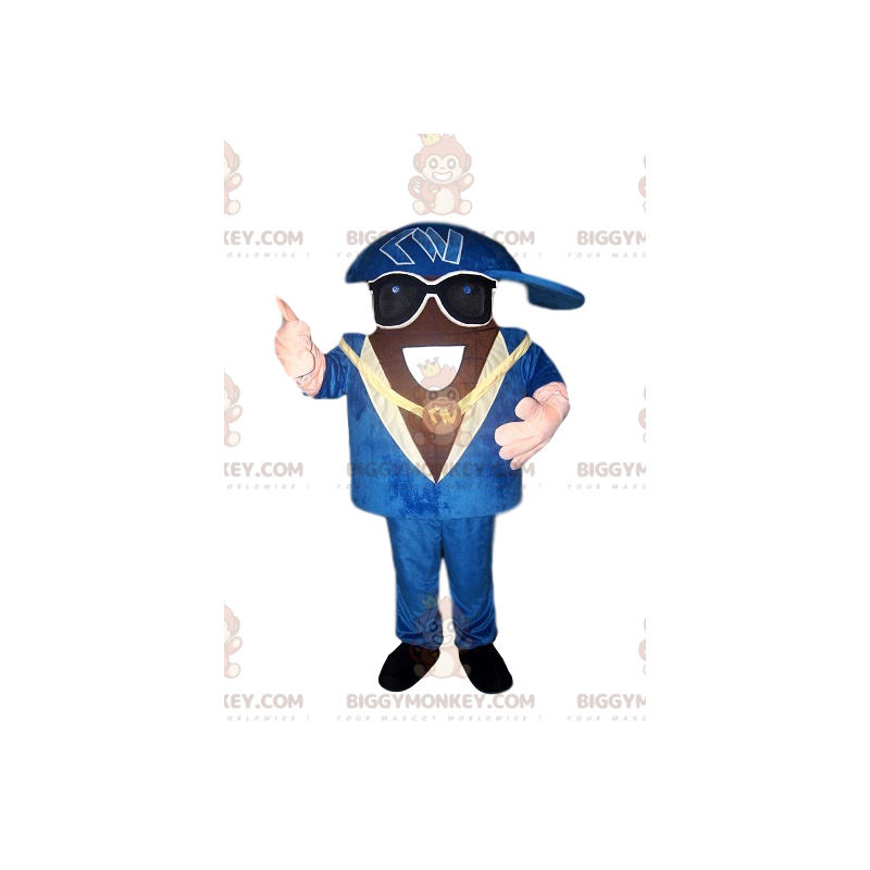 Rapper BIGGYMONKEY™ Mascot Costume with Beautiful Blue Suit and