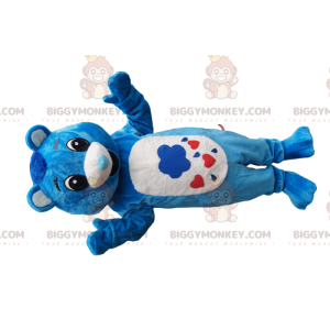BIGGYMONKEY™ Mascot Costume Blue and White Cub Bear with Heart