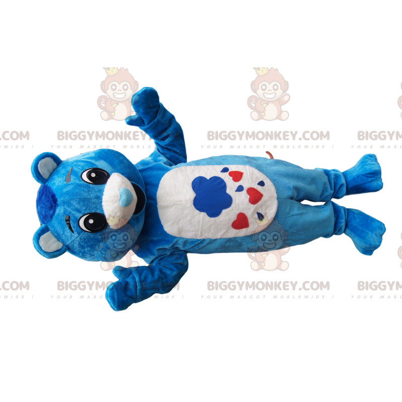 BIGGYMONKEY™ Mascottekostuum Blauw-witte beer met hartvormige