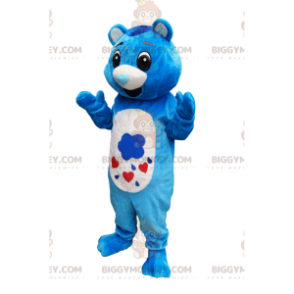 BIGGYMONKEY™ Mascot Costume Blue and White Cub Bear with Heart