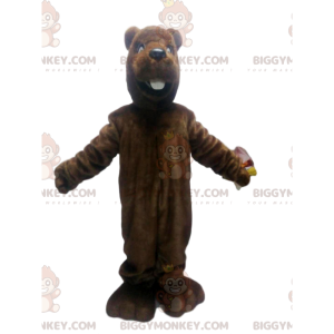 Costume de mascotte BIGGYMONKEY™ de castor marron. Costume de