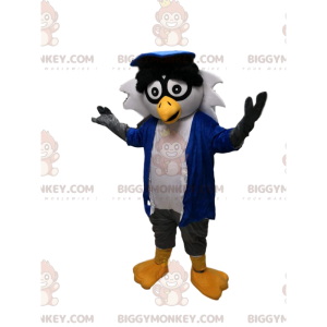 Disfraz de mascota BIGGYMONKEY™ de búhos grises con chaqueta