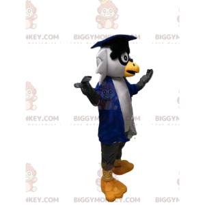 BIGGYMONKEY™ mascot costume of gray owls with a blue jacket.