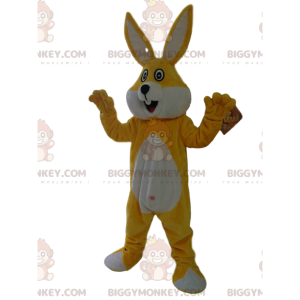 Super wesoły kostium maskotki żółto-biały królik BIGGYMONKEY™ -