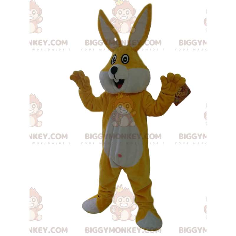 Disfraz de mascota BIGGYMONKEY™ de conejo amarillo y blanco