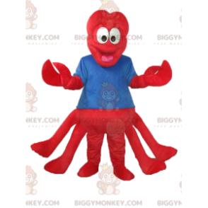 Red Lobster BIGGYMONKEY™ mascottekostuum met blauwe jersey -