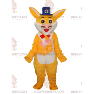 Disfraz de mascota BIGGYMONKEY™ Gato amarillo con sombrero azul