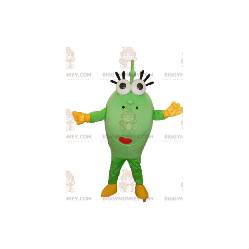 BIGGYMONKEY™ maskotdräkt i grön oval form med läppstift! -