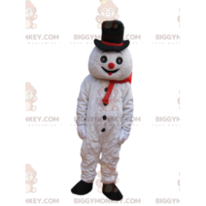 BIGGYMONKEY™ Funny Snowman Mascot Costume With Black Hat –