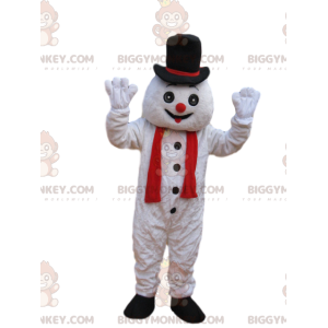 Vtipný kostým maskota sněhuláka BIGGYMONKEY™ s černým kloboukem