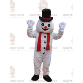 BIGGYMONKEY™ Funny Snowman Mascot Costume With Black Hat –