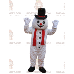 Vtipný kostým maskota sněhuláka BIGGYMONKEY™ s černým kloboukem