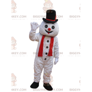 BIGGYMONKEY™ Funny Snowman Mascot Costume With Black Hat –