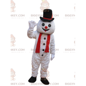 BIGGYMONKEY™ Grappige sneeuwman mascotte kostuum met zwarte