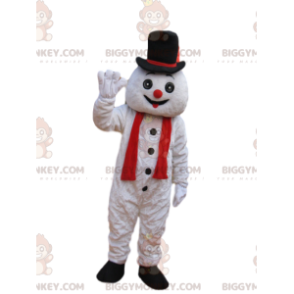 BIGGYMONKEY™ Funny Snowman Mascot Costume With Black Hat –