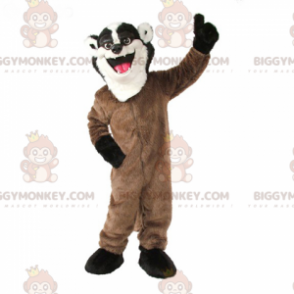 BIGGYMONKEY™ bruin wit en zwart wasbeer bunzing mascotte