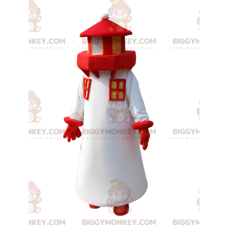 Costume mascotte BIGGYMONKEY™ Faro bianco e rosso. costume da