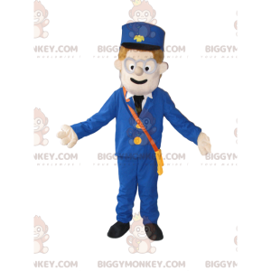 Traje de mascote de boneco de neve BIGGYMONKEY™ com kepi azul e