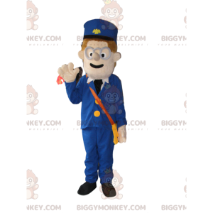 Traje de mascote de boneco de neve BIGGYMONKEY™ com kepi azul e