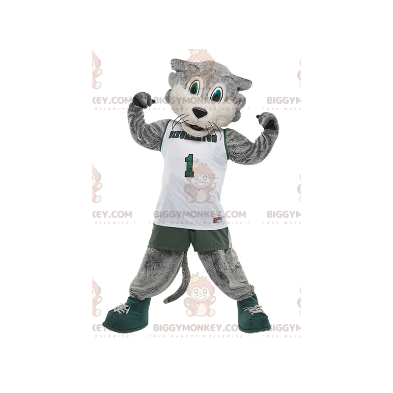 Disfraz de mascota BIGGYMONKEY™ Gato gris y blanco en ropa