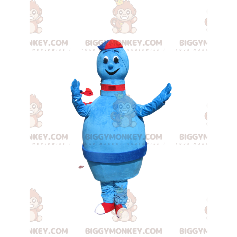 Blue Skittle BIGGYMONKEY™ maskotdräkt med mössa. - BiggyMonkey