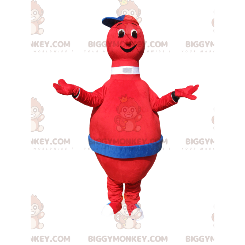 Costume da mascotte BIGGYMONKEY™ Skittle rosso molto sorridente