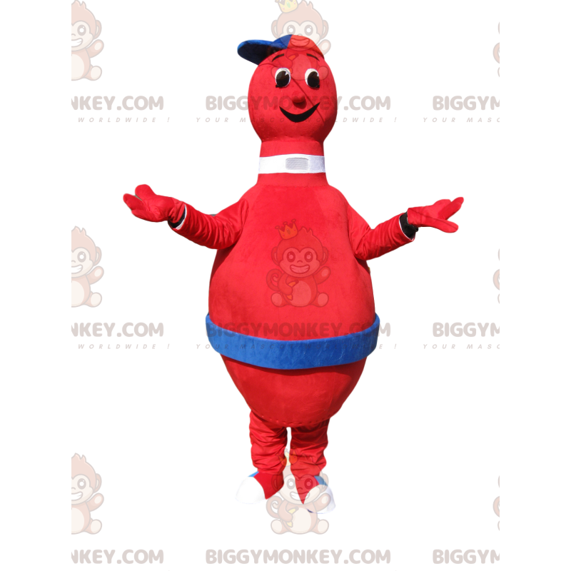 Kostium maskotka bardzo uśmiechnięta czerwona Skittle