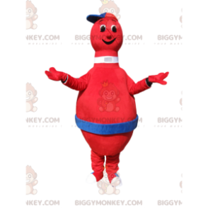 Disfraz de mascota BIGGYMONKEY™ de bolo rojo muy sonriente con