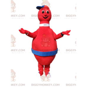 Very Smiling Red Skittle BIGGYMONKEY™ Mascot Costume With Cap –