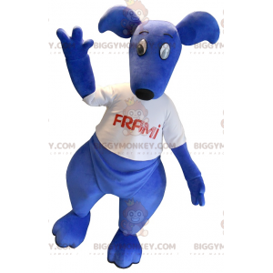 Disfraz de mascota BIGGYMONKEY™ canguro azul con camiseta