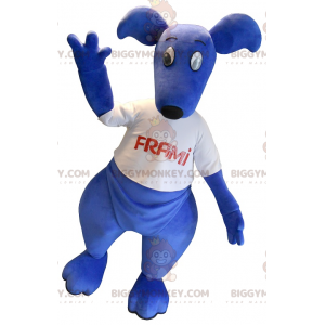 Fantasia de mascote BIGGYMONKEY™ canguru azul com camiseta