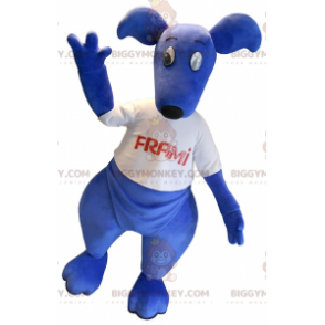 BIGGYMONKEY™ Costume da mascotte Canguro blu con t-shirt bianca