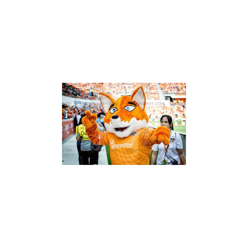 Costume de mascotte BIGGYMONKEY™ de renard orange et blanc avec