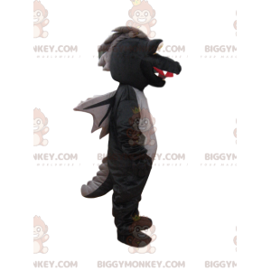 BIGGYMONKEY™ Costume da mascotte Drago nero con ali -